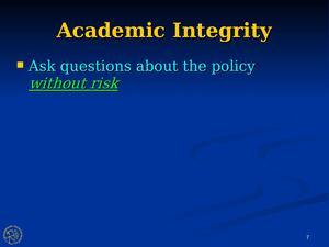 Slide on Academic Integrity