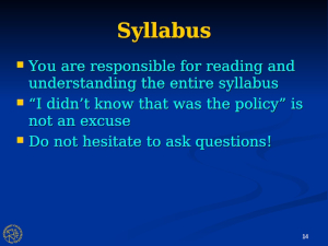 Slide on Syllabus